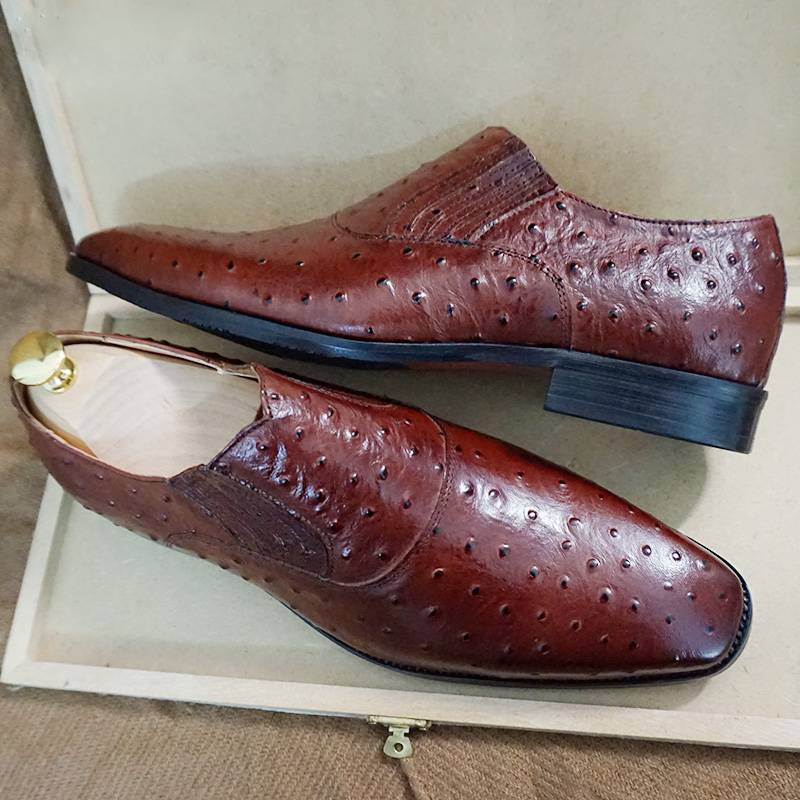 Dot Patterned Genuine Leather Loafers