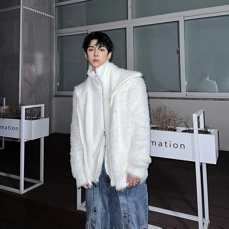 Fashionable White Fur Wool Jacket