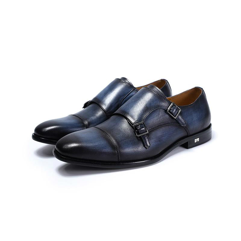 Classic Hand Painted Double Monk Strap Men Shoes - FanFreakz