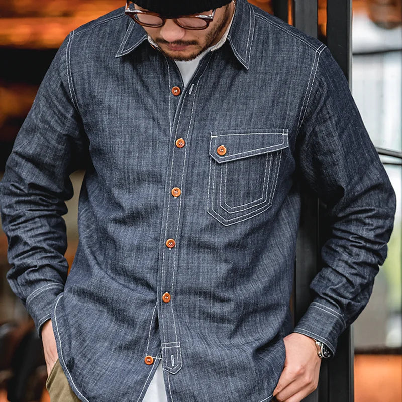Solid Denim Long Sleeve Shirt