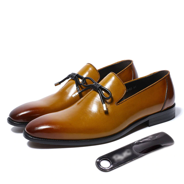 Luxury Men's Shoes Genuine Leather Slip On Black Brown