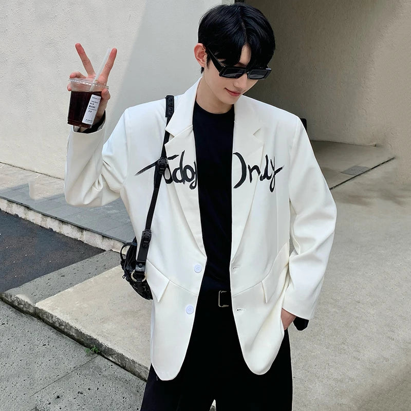 Shoulder Padded Casual Letter Blazer