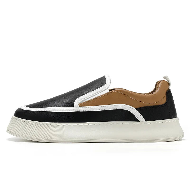 Mixed Colors Leather Slip-On Sneakers
