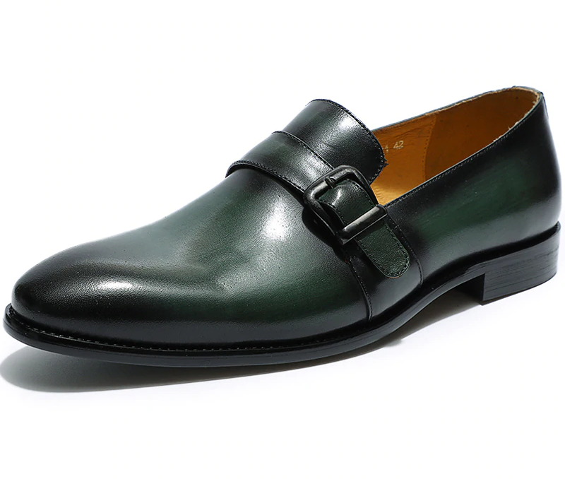 Mocasines de lujo de cuero genuino con una sola correa de monje sin cordones en los zapatos de los hombres
