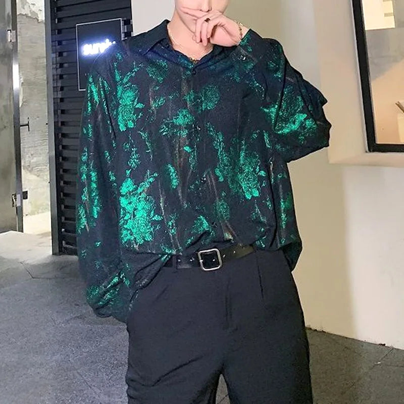 Hipster Printing Turn-Down Collar Shirt