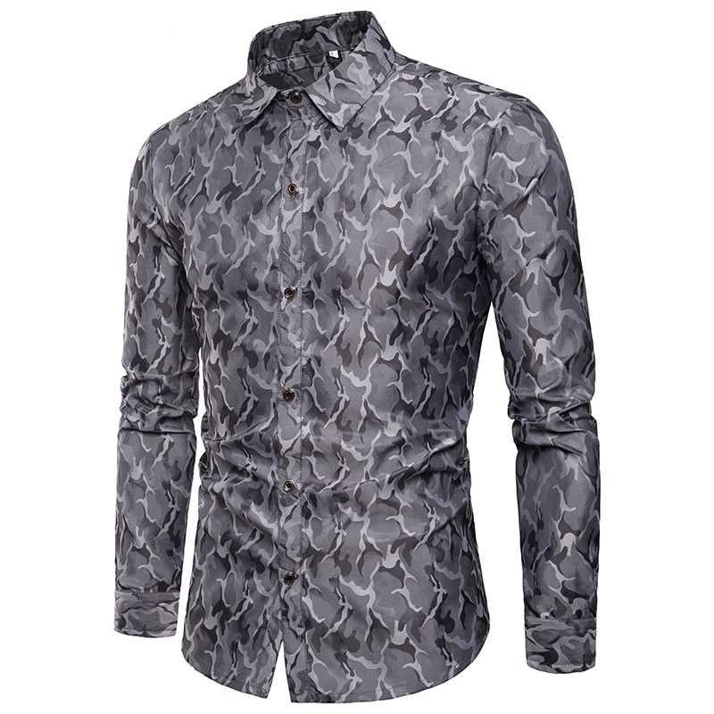 Chemise à manches longues pour homme camouflage lisse