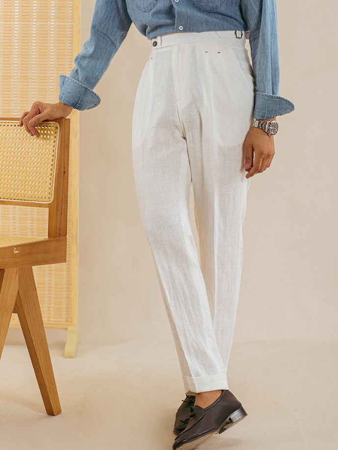 Linen Retro Casual High Waist Trousers