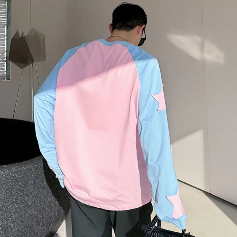 Pink Blue Patchwork Star T-Shirt