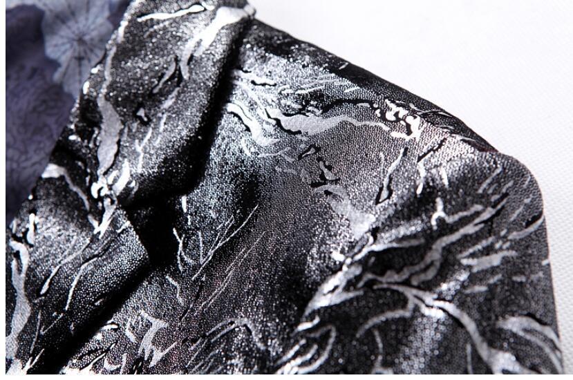 Silver Flashlight Print Single Breasted Casual Style Men Blazer