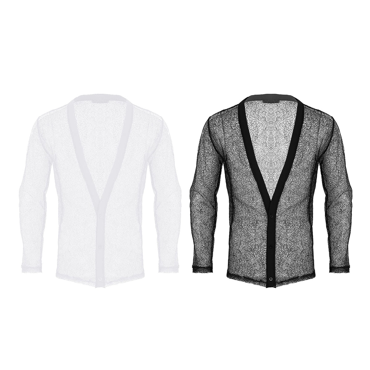 Voir à travers la chemise décontractée pour hommes en maille creuse solide