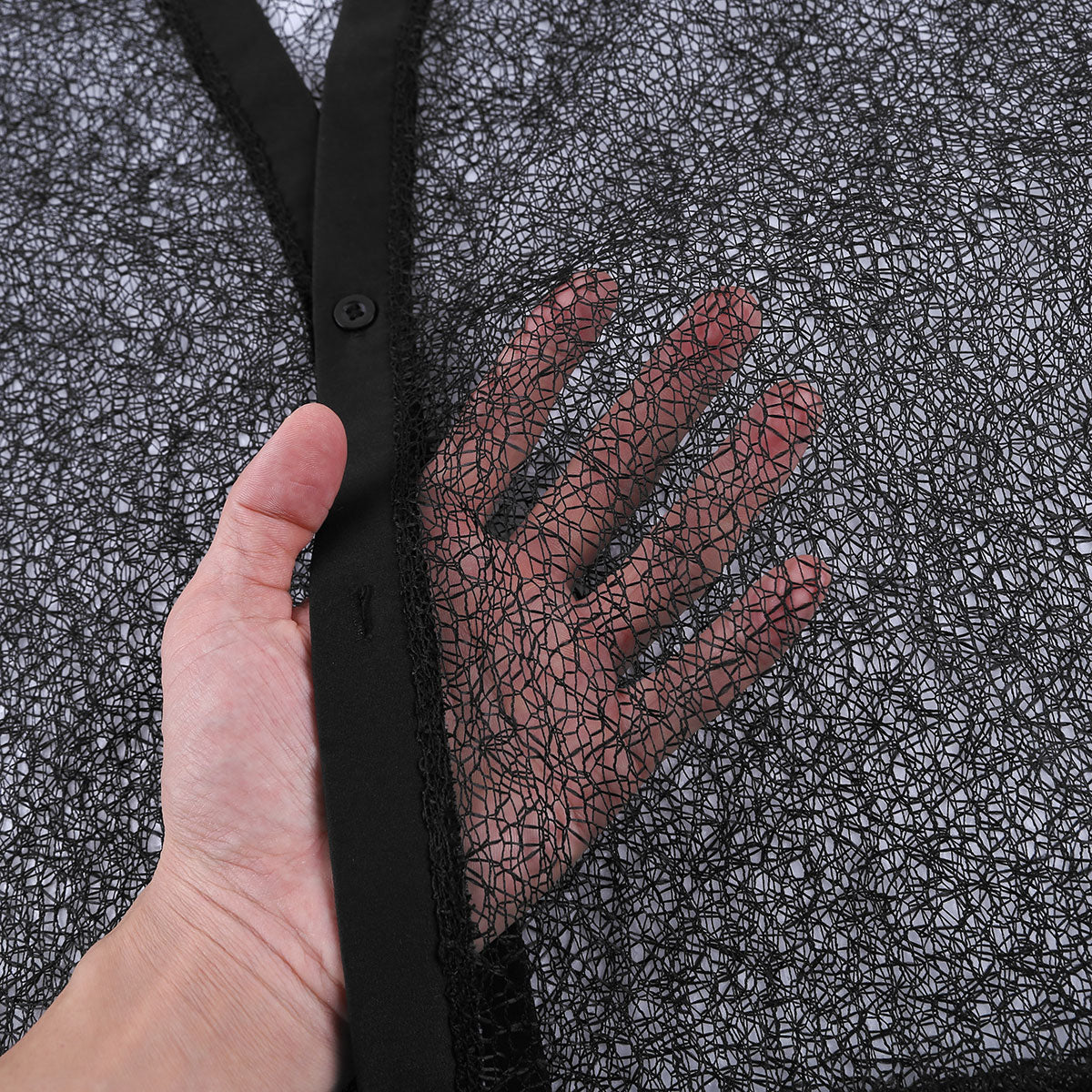 Voir à travers la chemise décontractée pour hommes en maille creuse solide