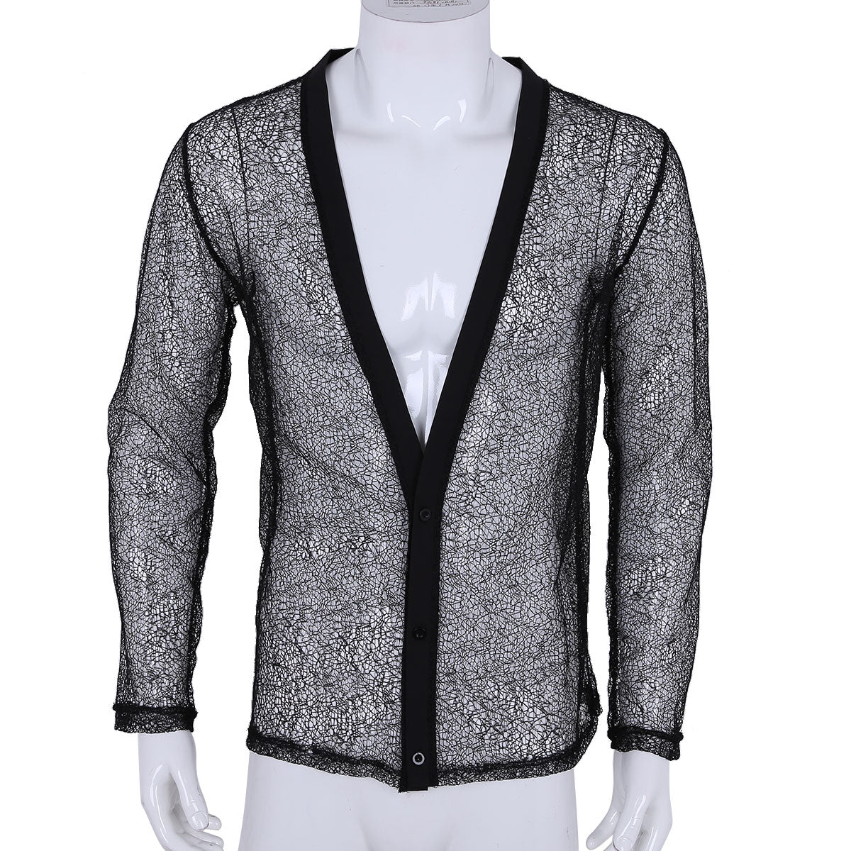 Voir à travers la chemise décontractée pour hommes en maille creuse solide