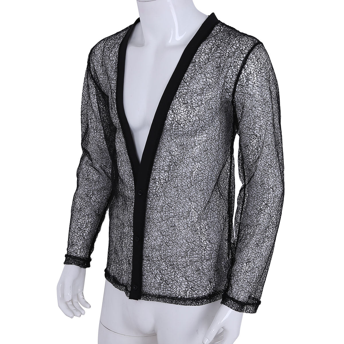 Voir à travers la chemise décontractée pour hommes en maille creuse solide