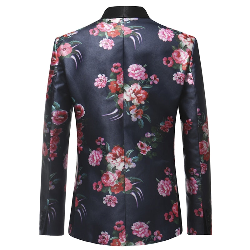 Floral Wedding Two Pieces Set Tuxedo Dress Style Men Suit