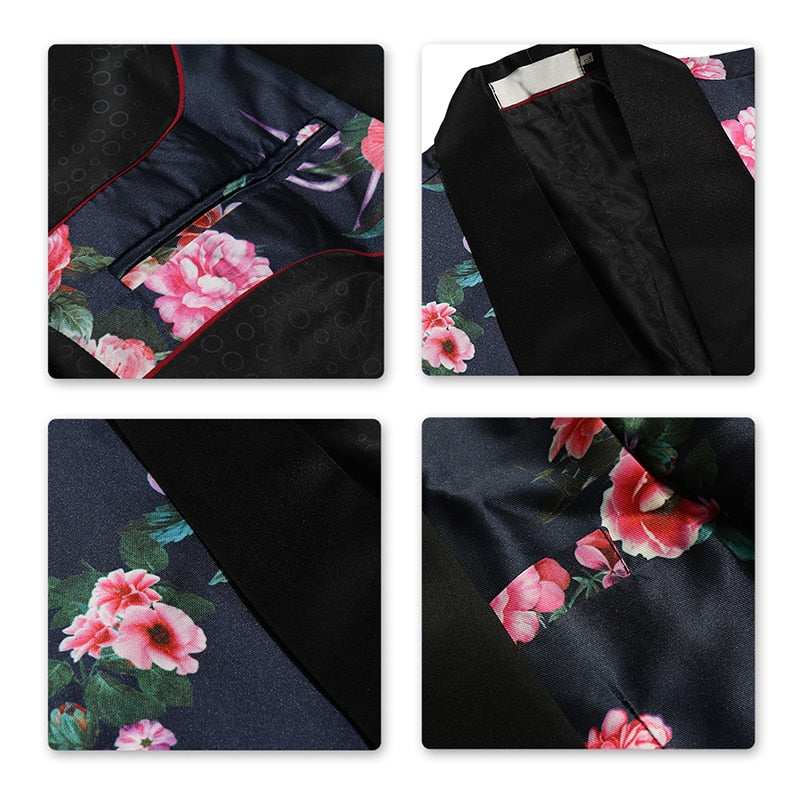 Floral Wedding Two Pieces Set Tuxedo Dress Style Men Suit