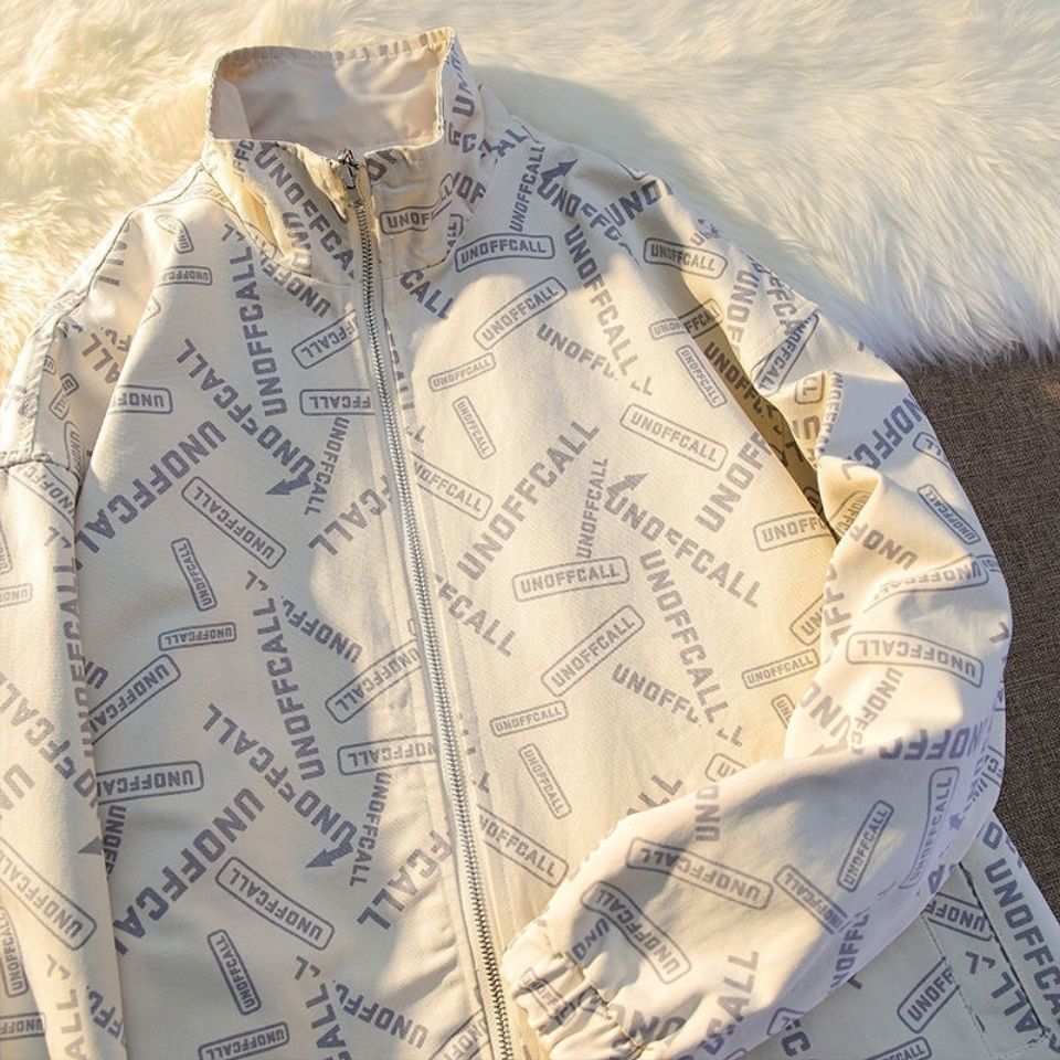 Reverse Letter Solid Bomber Jacket