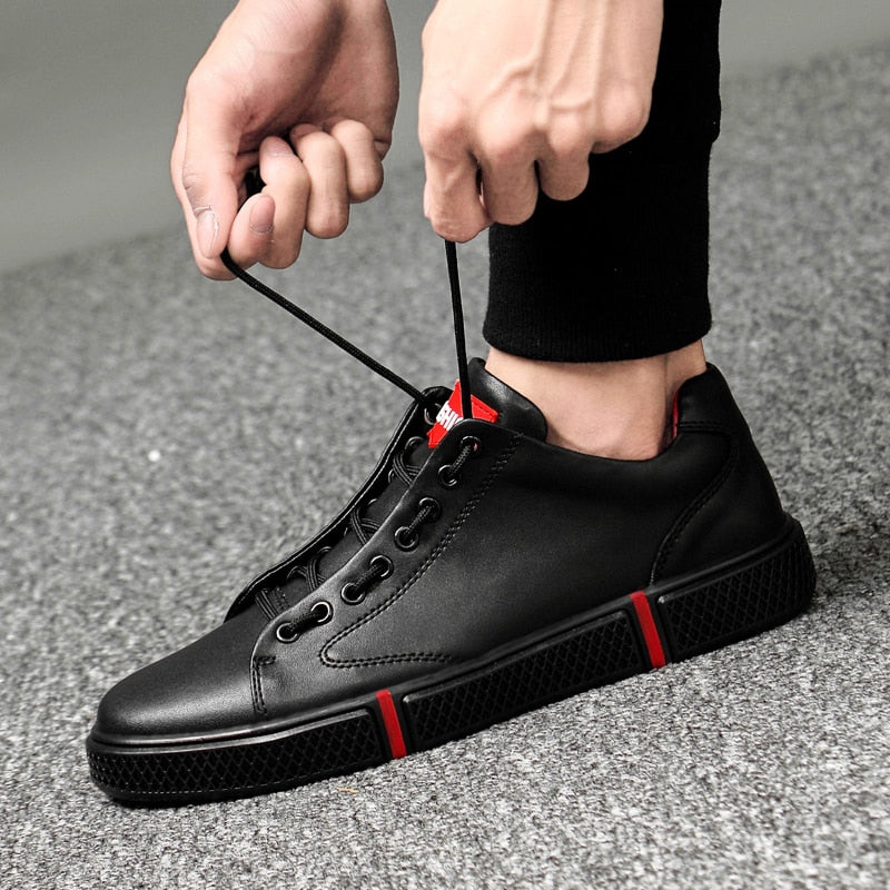 Basic Comfort Genuine Leather Flats Lace Up Style Men Sneaker