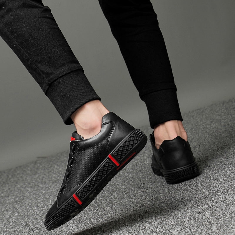 Basic Comfort Genuine Leather Flats Lace Up Style Men Sneaker