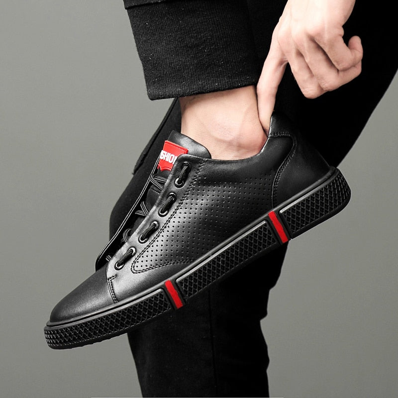 Basic Comfort Genuine Leather Flats Lace Up Style Men Sneaker