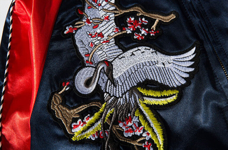 Harajuku Sukajan White Phoenix Embroidery - FanFreakz