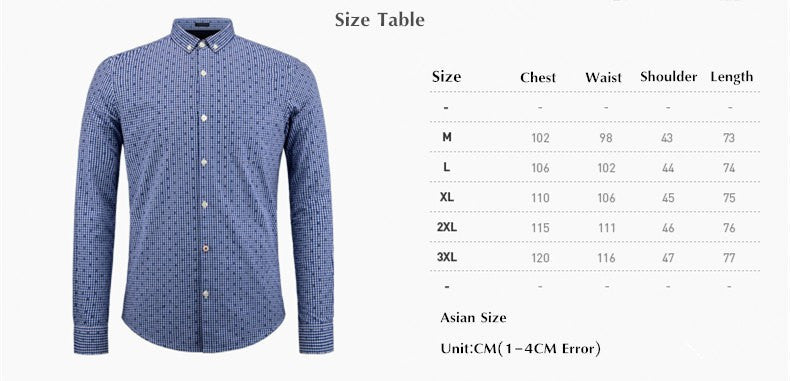 Long Sleeve Business Slim Fit Plaid Men Shirt - FanFreakz