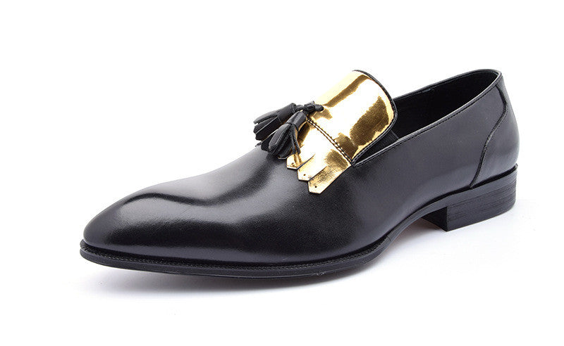 Gold Patch Tassell Men Loafers Shoes - FanFreakz
