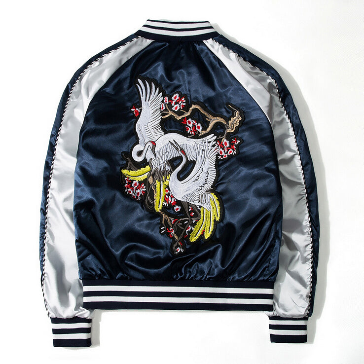Harajuku Sukajan White Phoenix Embroidery - FanFreakz
