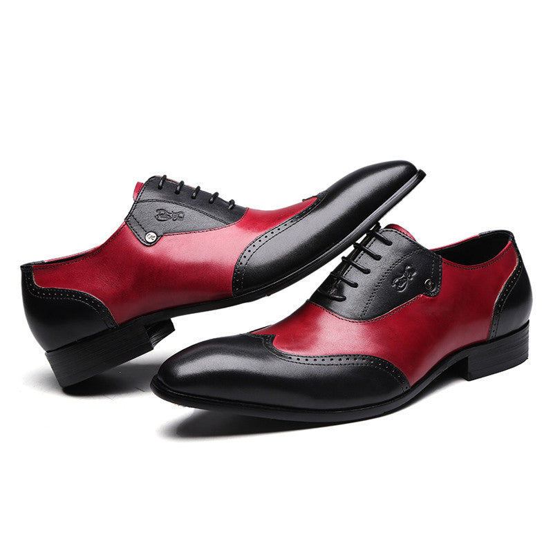 Red and Black Gentlemen Formal Men Oxford Shoes - FanFreakz