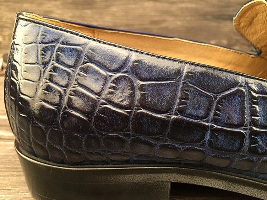 Tasselled Croco Pattern Italian Style Men Loafers Shoes - FanFreakz