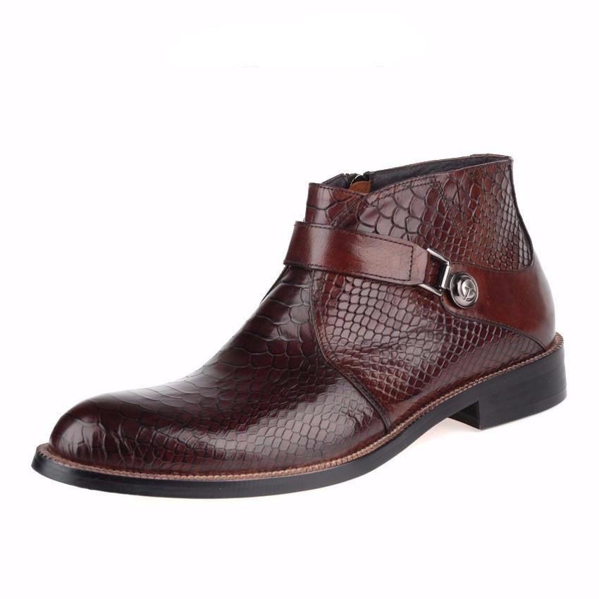 Single Strap Python Pattern Men Ankle Boots - FanFreakz