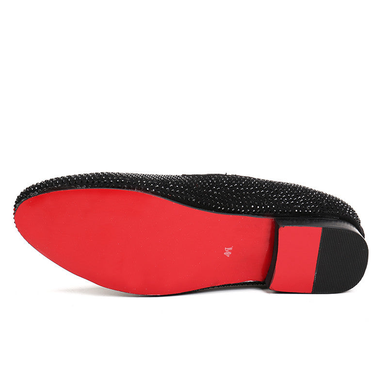 Red Bottom Rhinestones Men Loafers Slip on Shoes - FanFreakz