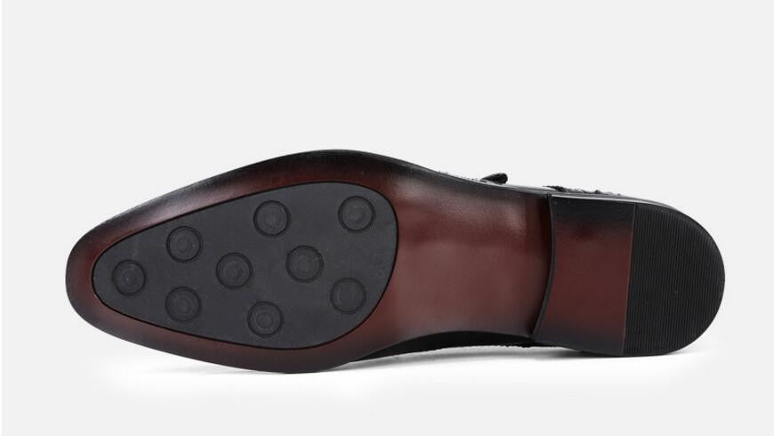 Big Buckle Monk Strap Men Brogue Shoes with Wingtip - FanFreakz