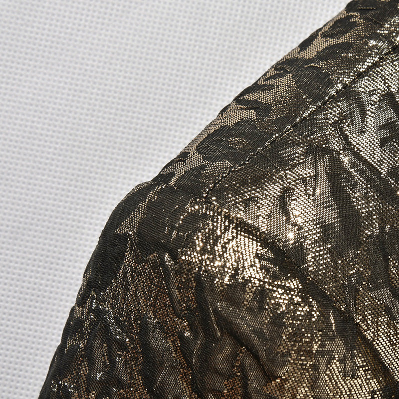 Gold Floral Fancy Shawl Collar Slim Fit Men Blazer - FanFreakz