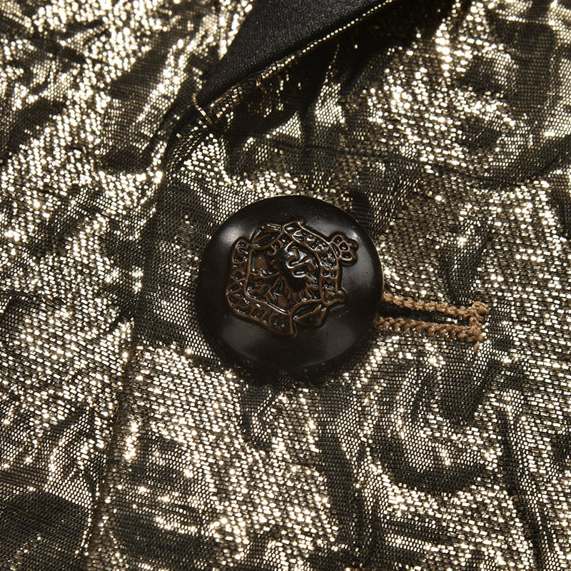 Gold Floral Fancy Shawl Collar Slim Fit Men Blazer - FanFreakz