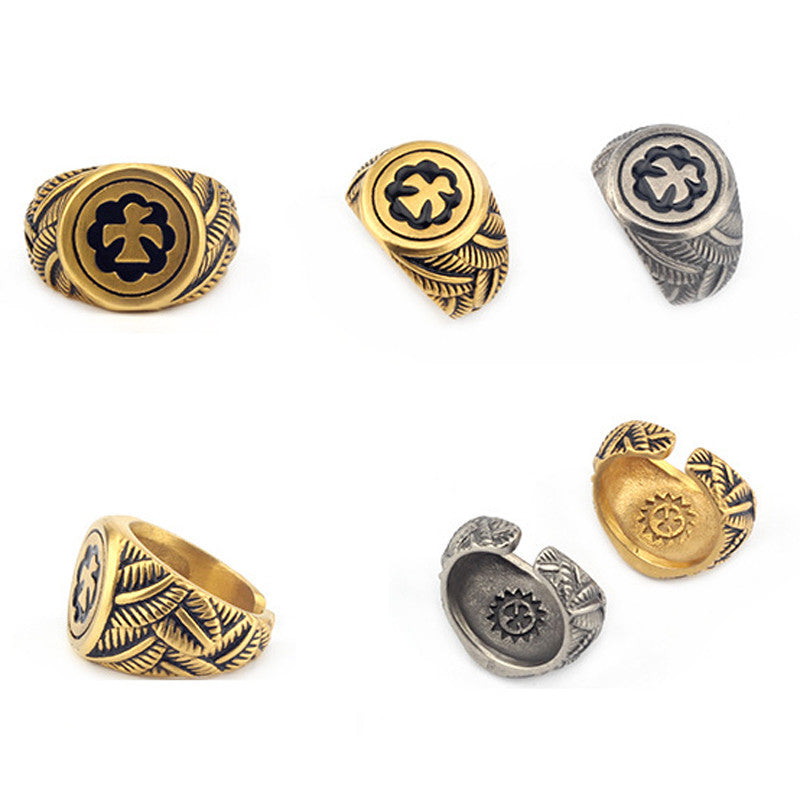 Sun Eagle Emblem Style Coated Stainless Steel Men Ring - FanFreakz