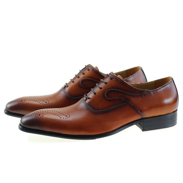 Lace Up Brogue Oxford Gradient Toe Men Shoes - FanFreakz