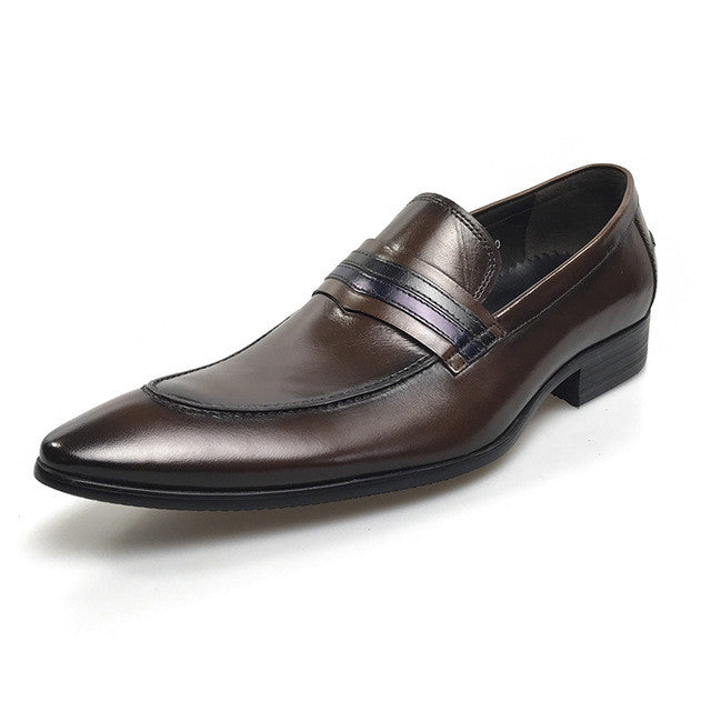 Dark Brown Italian Classic Style Men Loafer Shoes - FanFreakz