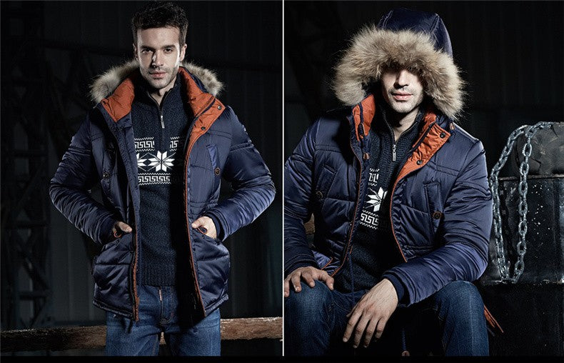 Men Thick Winter Jacket with Parka Hood - FanFreakz