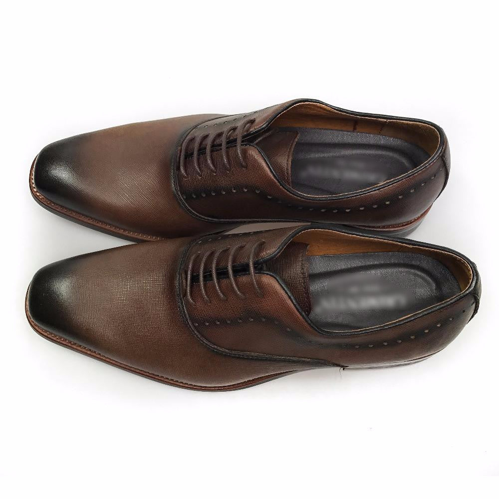 Vintage Brown Gradient Toe Men Dress Shoes - FanFreakz