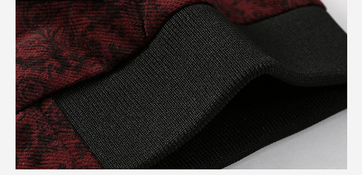 Contrast Paisley Pattern Combination Style PU Leather Sleeves Men Slim Fit Jacket - FanFreakz