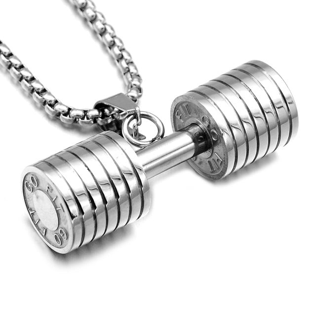 GO FIT Dumbbell Gym Fitness Barbell Pendant Men Necklace - FanFreakz