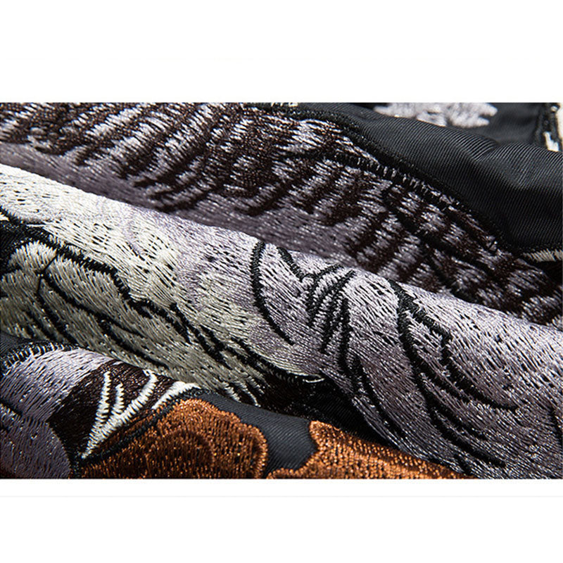 Wolf Embroidery Thick Men Bomber Jacket - FanFreakz