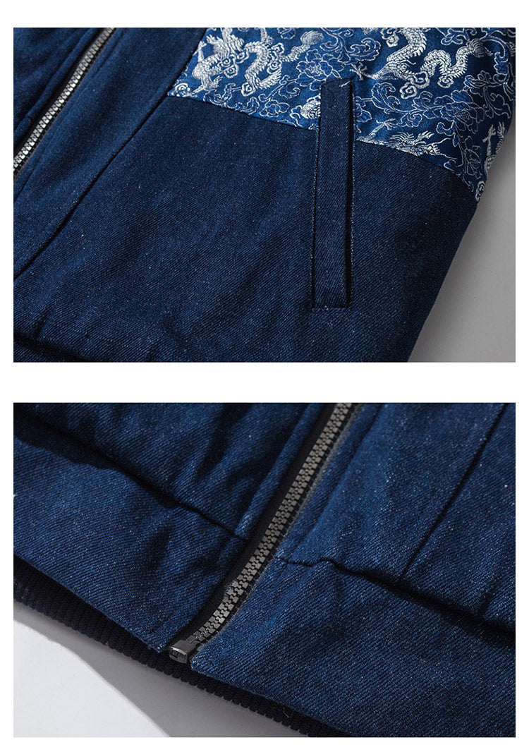 Japanese Retro Stitching Chinese Pattern Embroidery Men Hooded Jacket - FanFreakz