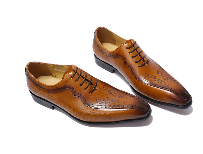 Perforated Line Men Oxford Shoes Side Graphic Laser Cut Details - FanFreakz