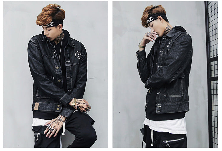 Loose Vintage Denim Jacket With 2 Side Pockets Details - FanFreakz