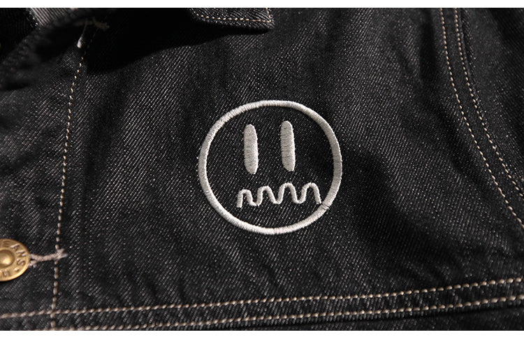 Loose Vintage Denim Jacket With 2 Side Pockets Details - FanFreakz