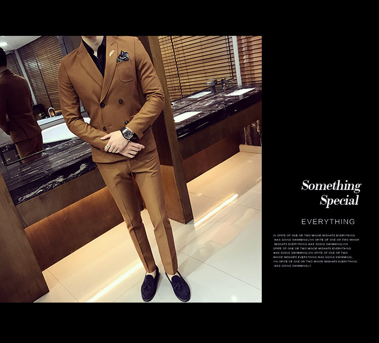 Double Breasted Fancy Side Pocket Men Slim Fit Suit - FanFreakz