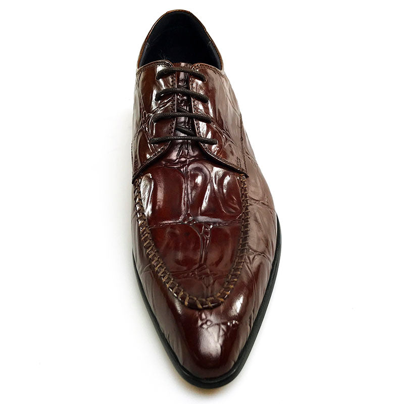 Exotic Big Croco Pattern Pointed Toe Men Derby Shoes - FanFreakz