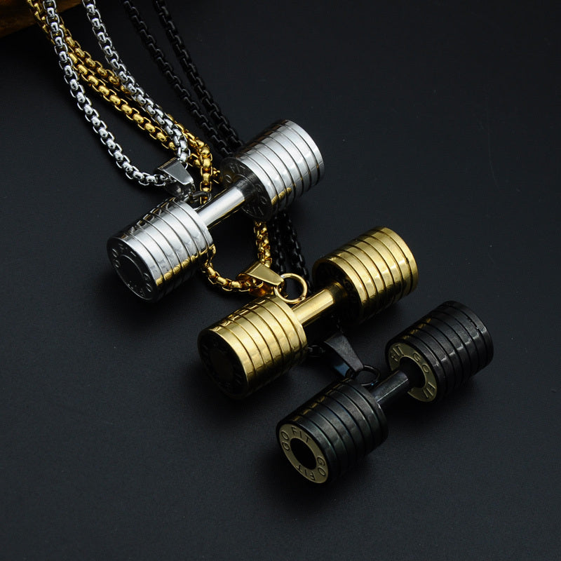 GO FIT Dumbbell Gym Fitness Barbell Pendant Men Necklace - FanFreakz