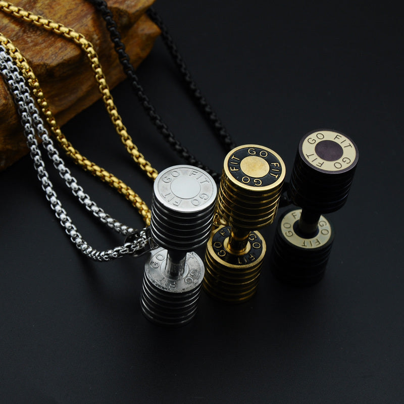 GO FIT Dumbbell Gym Fitness Barbell Pendant Men Necklace - FanFreakz